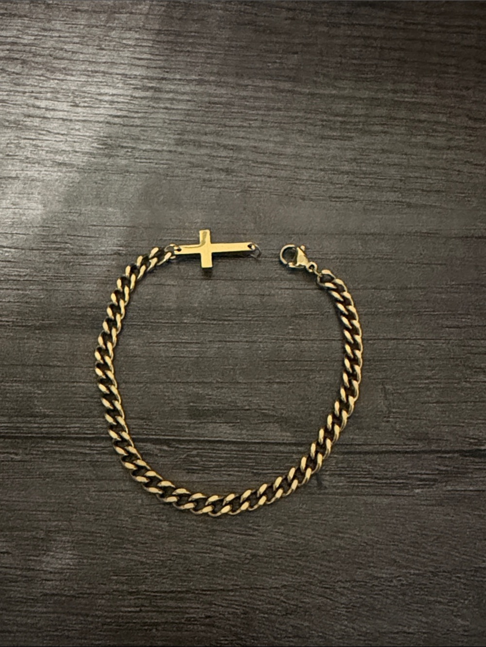 Gold plated stainless steel cross chain bracelet